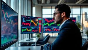 Sway markets analysis with a focused financial analyst reviewing market data.