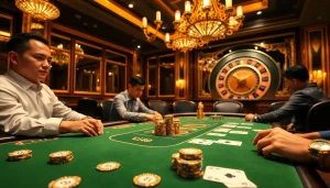 Experience the thrill of poker at the luxurious VJ88-branded casino table.
