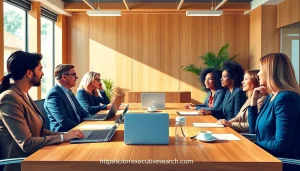 Nonprofit leaders collaborating in a professional setting showcasing the mission-driven ethos of https://scionexecutivesearch.com/.