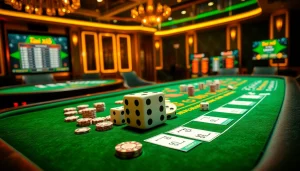 Tài xỉu md5 game table with vibrant chips and dynamic results display.