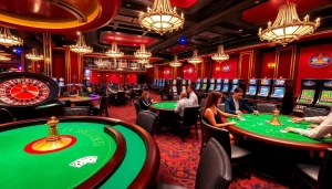 Excited players at 888new engaging with roulette and poker tables in a luxurious casino setting.