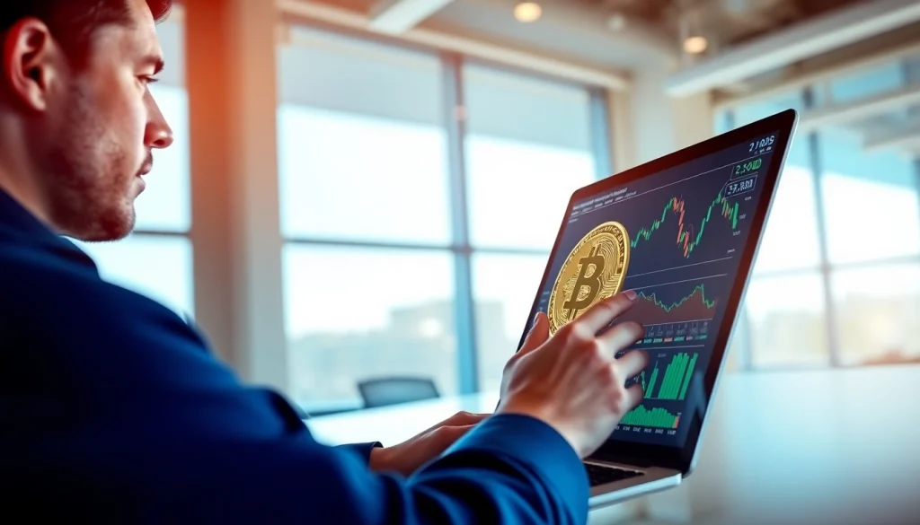 Acheter Bitcoin sur un ordinateur portable avec une interface numérique sécurisée et graphique.