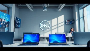 現代的なオフィス環境で Dell テクノロジーを活用した DELL クーポンのプロモーションテーマ。