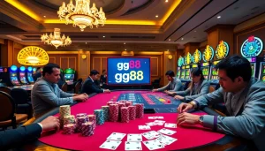 Experience thrilling gameplay at gg88 with vibrant poker chips and a luxurious casino environment.