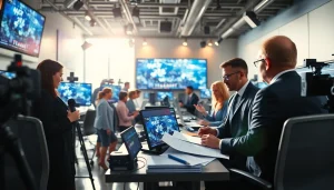 Journalists reporting the latest news at https://www.thedailynewsonline.com newsroom with energetic focus.