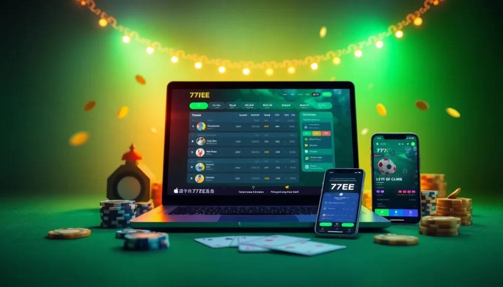 Engaging scene of the 77EE online betting platform showcasing exciting games and user-friendly design.
