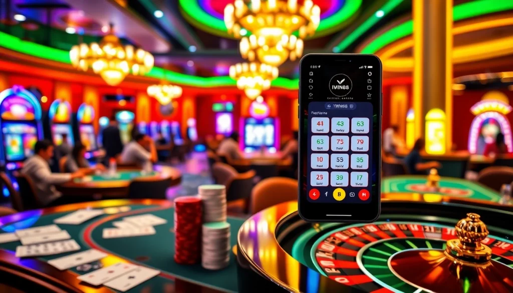 IWIN68 players engaging in high-stakes poker and roulette action at an upscale casino table.