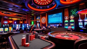 Players enjoying a thrilling game of poker at a casino table, showcasing the excitement of gambling