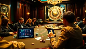 Players engaging in a high-stakes game at SODO66 casino table with vibrant chips and cards.