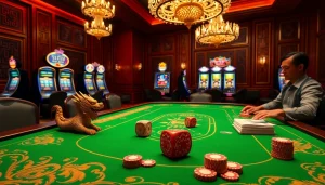 Engaged players enjoying a tai xiu game at an elegant casino table with vibrant chips.