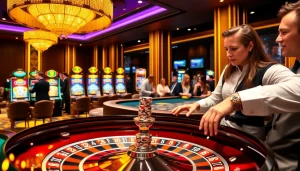 Exciting casino experience at KUWIN with players engaged at table games.