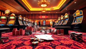 Experience the excitement of Batara88 at a luxurious casino table with vibrant gambling elements.