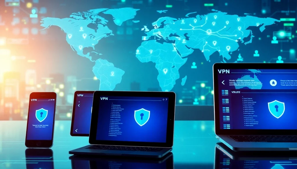 快连官网 interface on various devices showcasing global connectivity and security.