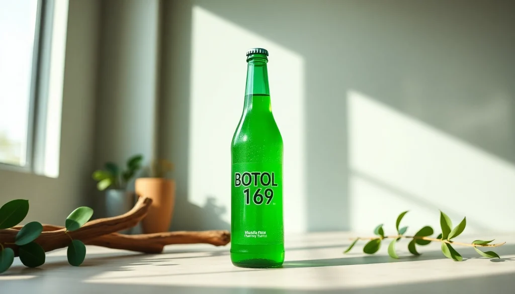 Explore the stylish BOTOL169 bottle in a modern lifestyle setting with a vibrant green aesthetic.