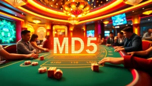 Experience the excitement of taixiumd5 at a lively casino gaming table with colorful chips and dice.