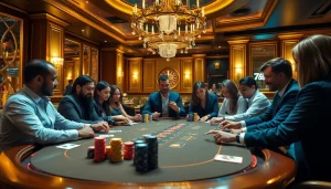 Experience a thrilling poker game at 789bet with chips and cards in an elegant casino setting.