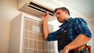 Performing hvac repair somers ny on residential air conditioning unit by a technician.