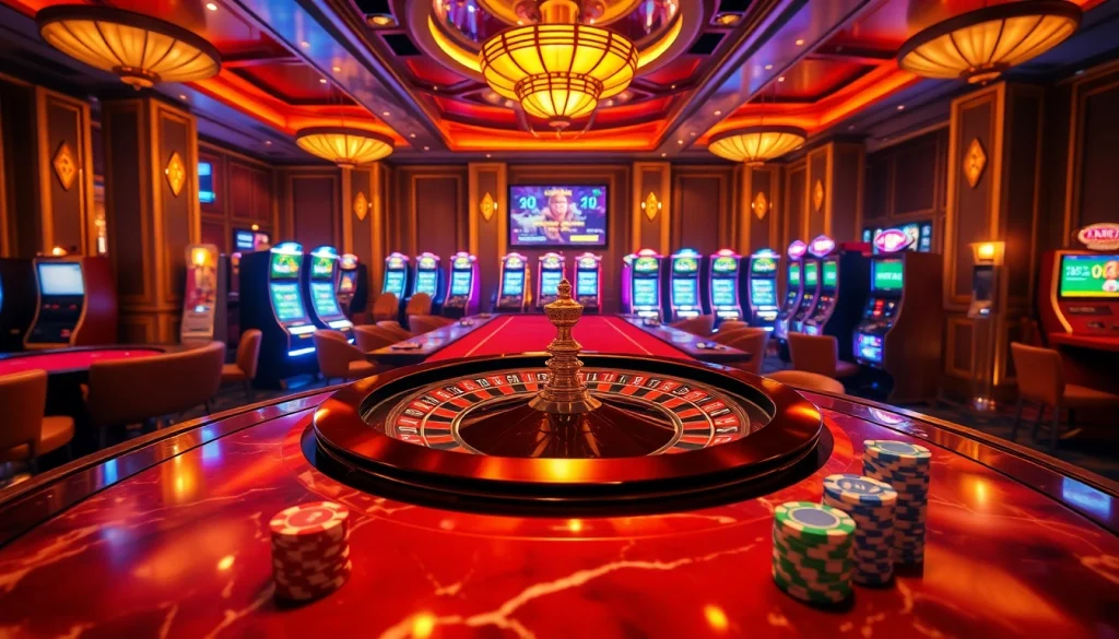 Experience the thrill of casino gambling with PS99 featuring poker chips, elegant roulette wheels, and vibrant slot machines.