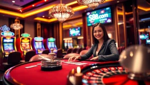 A player enjoying a thrilling game at S8.com casino, betting confidently at a luxurious table.