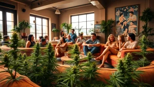 Les membres se détendent dans l'ambiance chaleureuse du Meltz Cannabis Club Madrid.