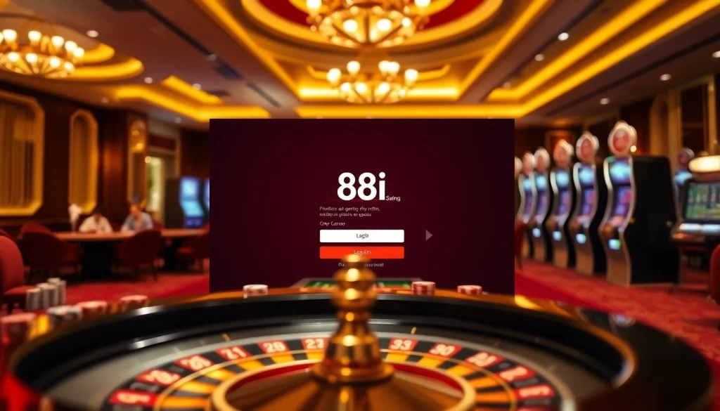Experience the thrill of 88i đăng nhập with a vibrant casino scene featuring online gambling elements.