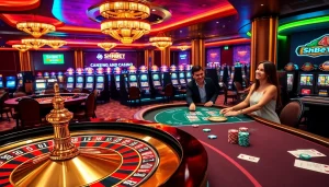 SHBET players enjoying exciting casino games amidst a luxurious gaming atmosphere