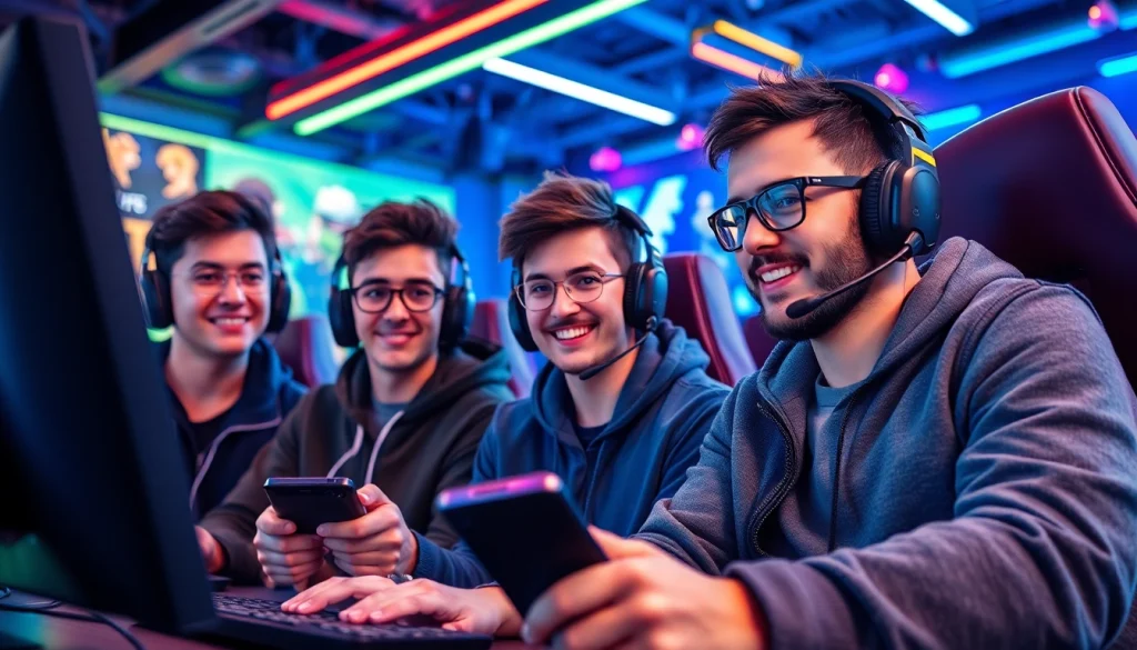 Engaging game reviews in a lively gaming setup highlighting gamer expressions.