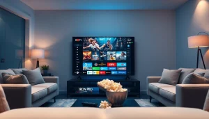 Experience Iron TV Pro on a sleek Smart TV in a cozy living room.