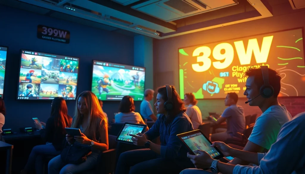 Engaging scene of diverse users enjoying casual gaming on 399W platform.