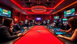 E88.IN's immersive online gaming scene with live dealers, players, and vibrant casino ambiance