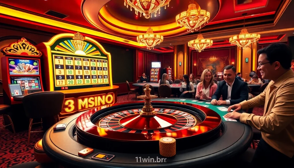 Experience the excitement at https://11win.br.com/ with an elegant casino scene of poker and roulette.