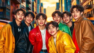 Engaging portrait of bts members showcasing their stylish personalities in an urban setting.