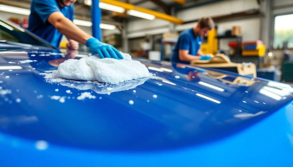 Best car detailing Chattanooga TN, showcasing a gleaming vehicle hood being polished, emphasizing professional service.