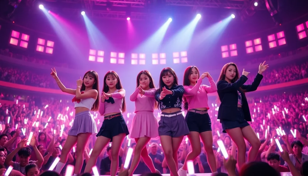 Capture latest Blackpink news featuring the group dynamically performing on stage with vibrant lighting.
