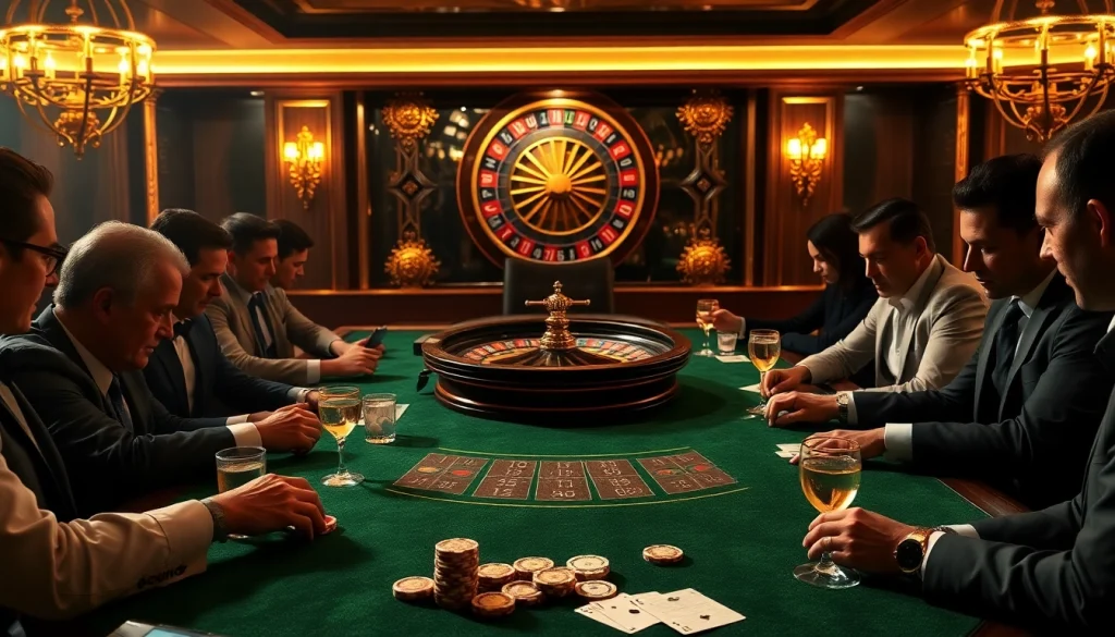 Cwin gamblers strategizing at an upscale poker table, showcasing luxury and excitement.