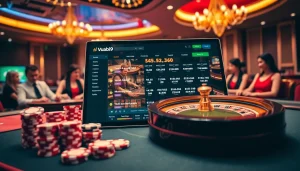 Players enjoying the Vuabai9 online casino atmosphere with vibrant roulette and engaging betting options.