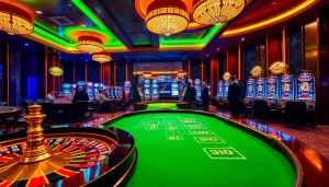 Players enjoying a thrilling MK8 casino experience at poker tables and roulette wheels.