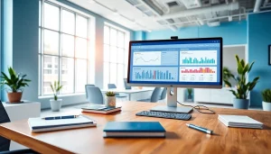 Analyze your data with 1cplatform's modern workspace tools in a bright, professional setting.