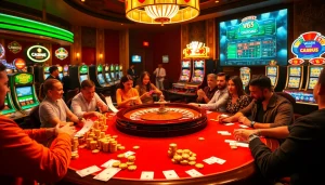 Experience thrilling gameplay at vip66.com with luxurious casino tables, chips, and exciting gaming atmosphere.