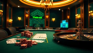 Experience thrilling gameplay at 11win net with vibrant casino elements featuring poker chips and a roulette wheel.