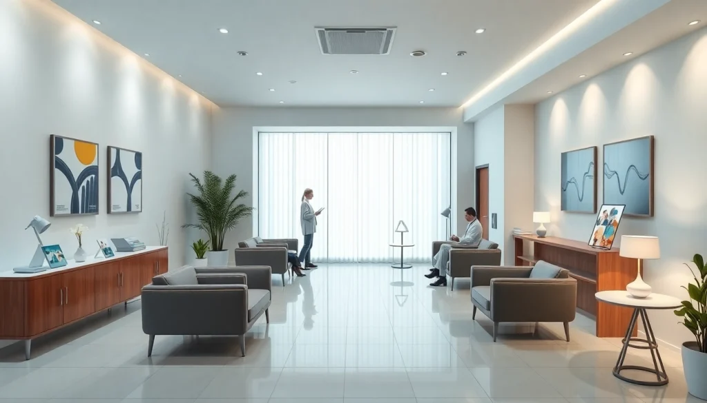 包茎手術 東京に焦点を当てたモダンな医療クリニックの内装。専門性と患者ケアを示しています。