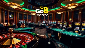Experience the excitement of Go8 Casino with vibrant games, roulette, and joyful players.