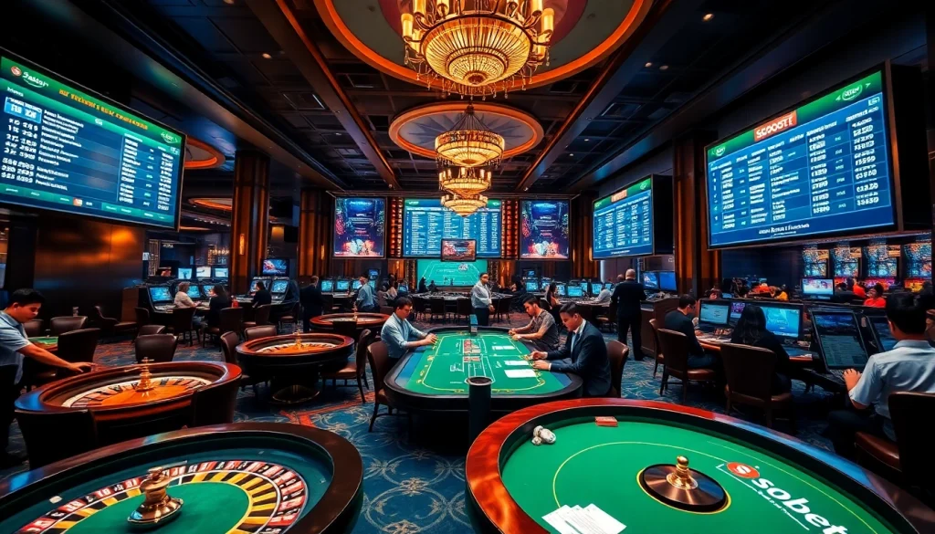 Experience the thrill of link alternatif sbobet in this vibrant casino scene featuring sports betting excitement.