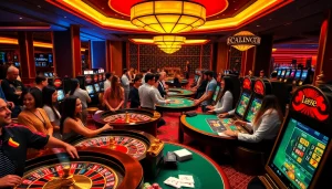 Experience the excitement at 888new com with dynamic casino gaming, featuring roulette wheels and lively gamblers.