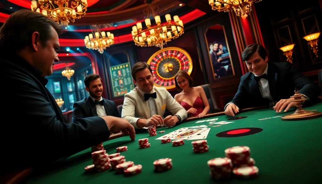 The thrilling excitement of game 98win at a high-stakes poker table with players and chips.