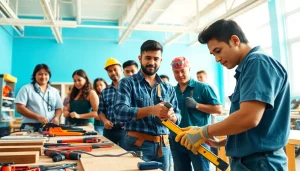 Students learning practical skills at trade schools in Hawaii, engaging in hands-on training.