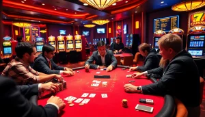 High-stakes poker action at 58win casino, featuring vibrant chips and expert dealer.