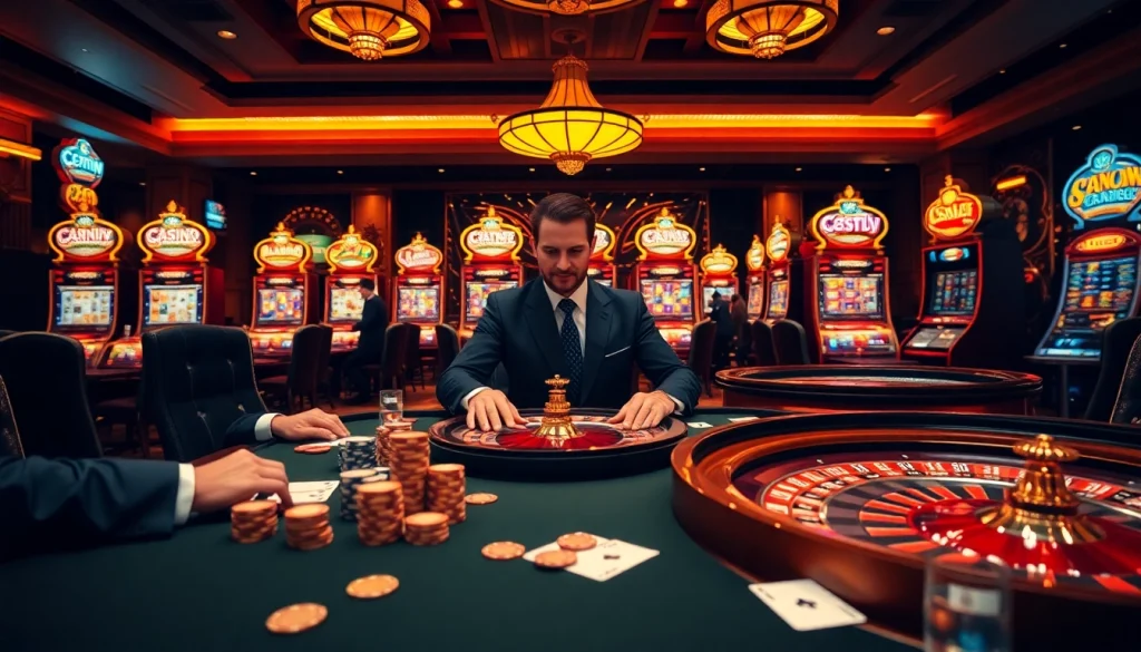 Experience the thrill of SODO66 with poker chips and roulette games in a luxurious casino setting.