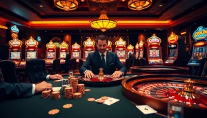 Experience the thrill of SODO66 with poker chips and roulette games in a luxurious casino setting.