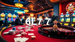 Experience the excitement of 6L777 at a luxurious casino table with poker chips and cards.